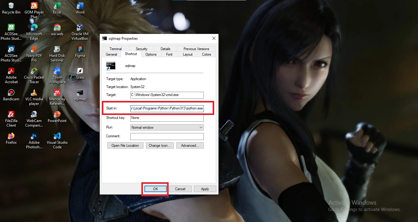 Arahkan Start In Ke File SQLmapnya
