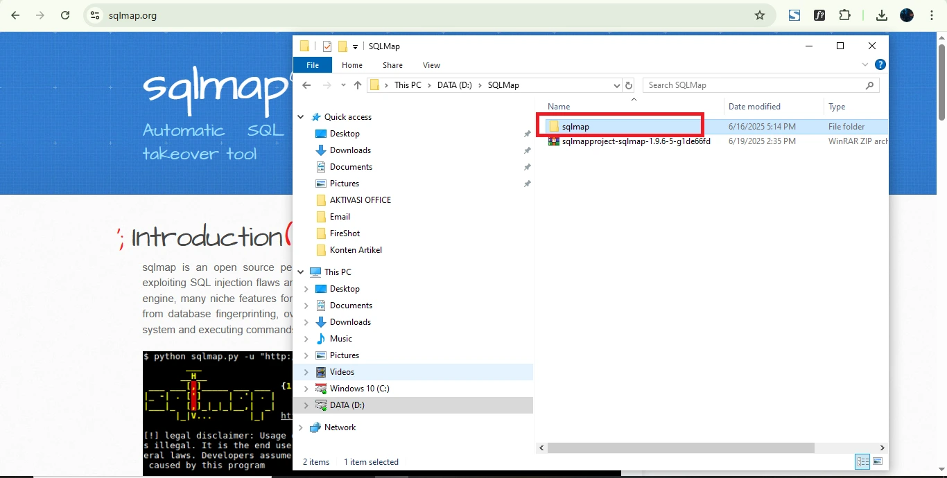 Setup SQLMap Extract Dan Rename File.