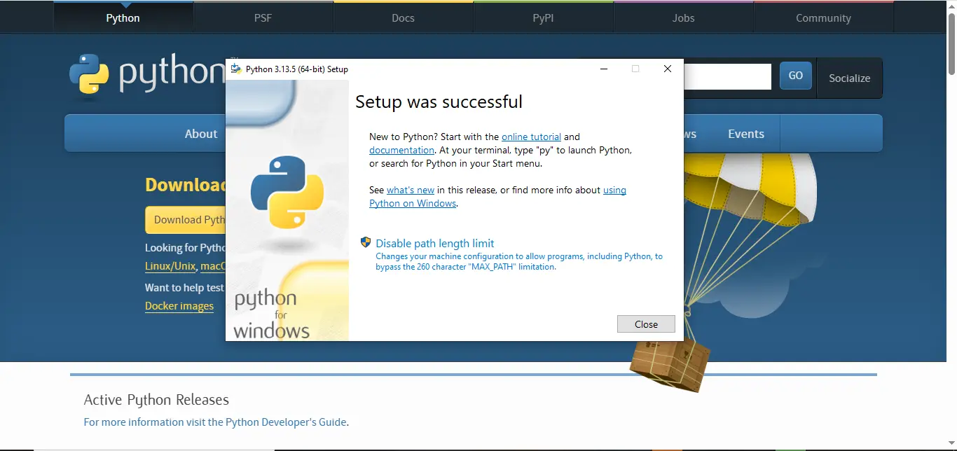 Instalasi Python Selesai