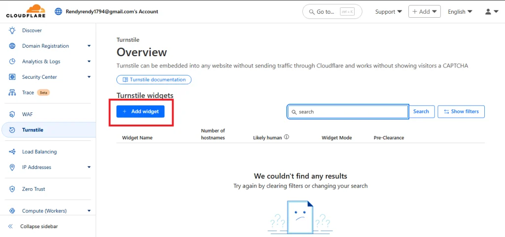 Login dan Tambhakan Widget